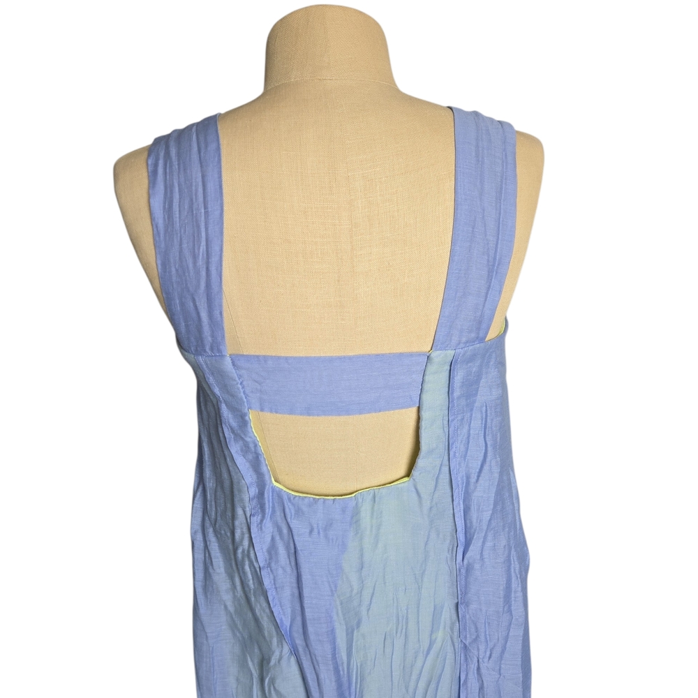 Anthropologie Lavender And Lime Square Neck Slit Dress - Picture 8 of 11